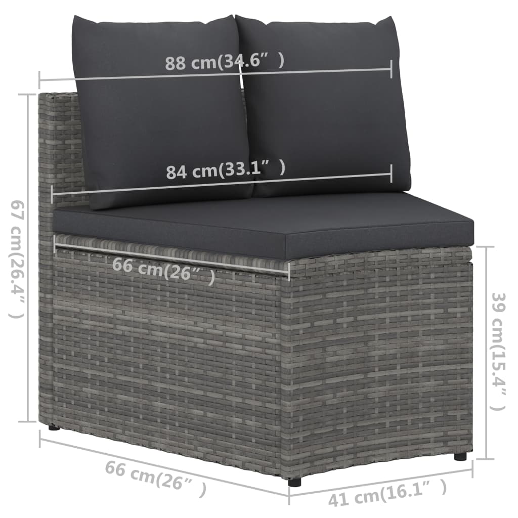 5-Delige Loungeset Met Kussens Poly Rattan