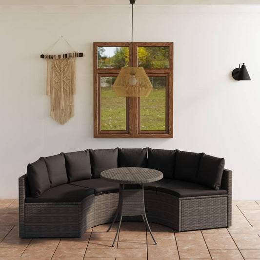 5-Delige Loungeset Met Kussens Poly Rattan