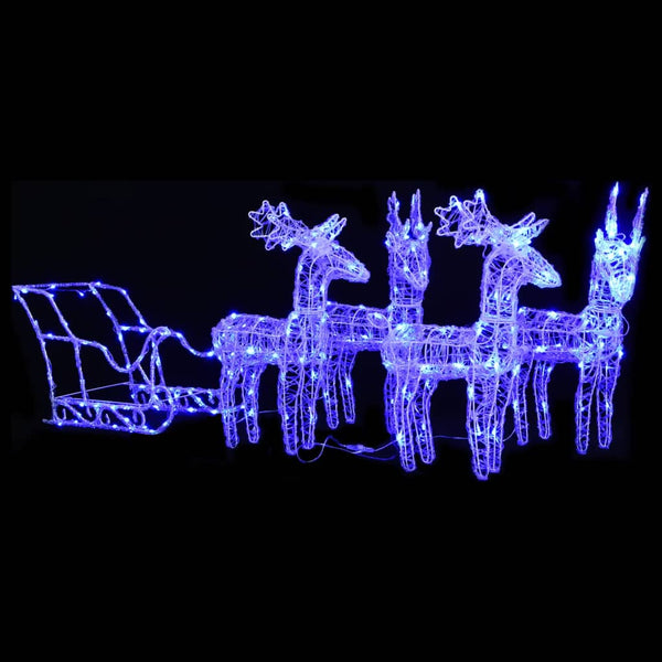 Kerstversiering Rendieren En Slee 160 Led's 130 Cm Acryl Blauw