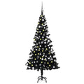 Kunstkerstboom Met Verlichting En Kerstballen 180 Cm Pvc Zwart En Grijs