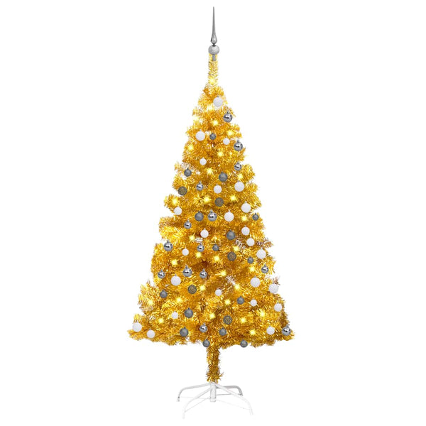 Kunstkerstboom Met Verlichting En Kerstballen 150 Cm Pvc