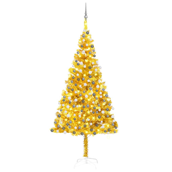 Kunstkerstboom Met Verlichting En Kerstballen 150 Cm Pvc