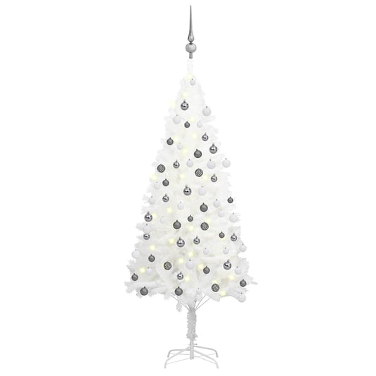 Kunstkerstboom Met Verlichting En Kerstballen 120 Cm Wit