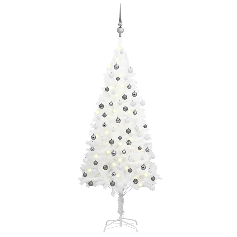 Kunstkerstboom Met Verlichting En Kerstballen 120 Cm Wit
