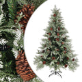 Kerstboom Met Dennenappels 120 Cm Pvc En Pe Groen En Wit Lichtgrijs