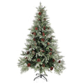 Kerstboom Met Led En Dennenappels 120 Cm Pvc En Pe Groen En Wit