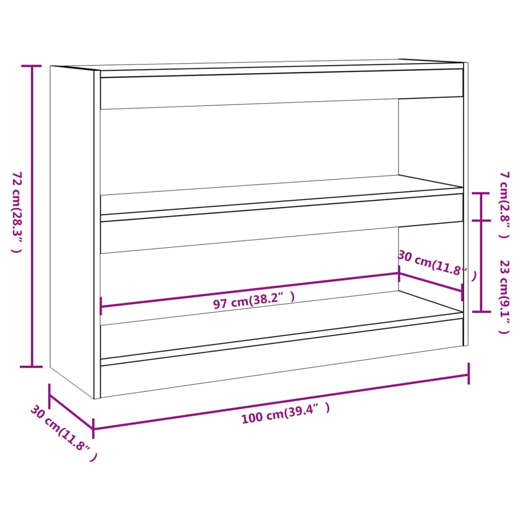 Boekenkast/Kamerscherm 100X30X72 Cm