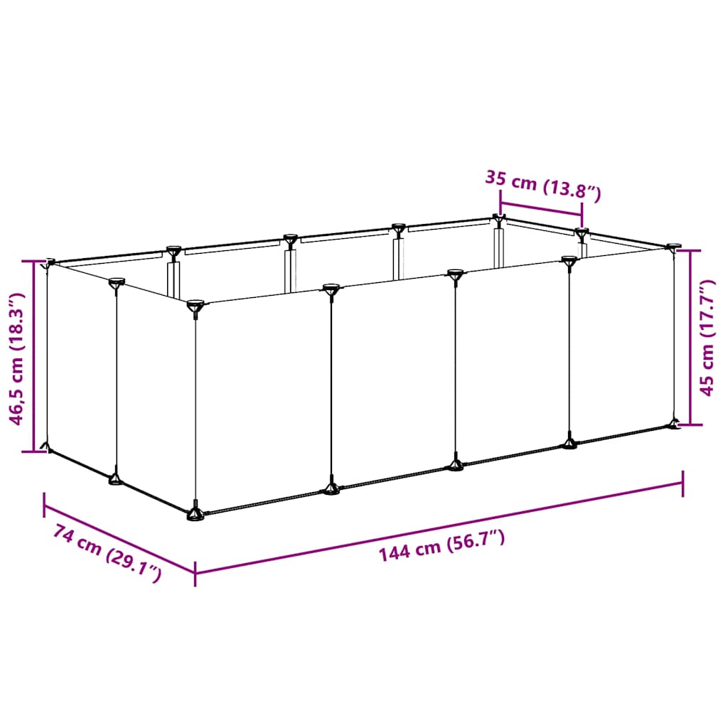 Dierenhok Klein 144X74X46,5 Cm Polypropeen En Staal