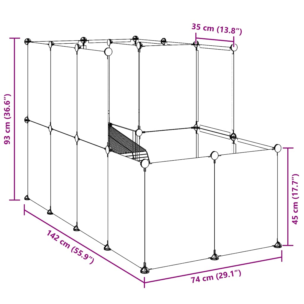 Dierenhok Klein 142X74X93 Cm Polypropeen En Staal