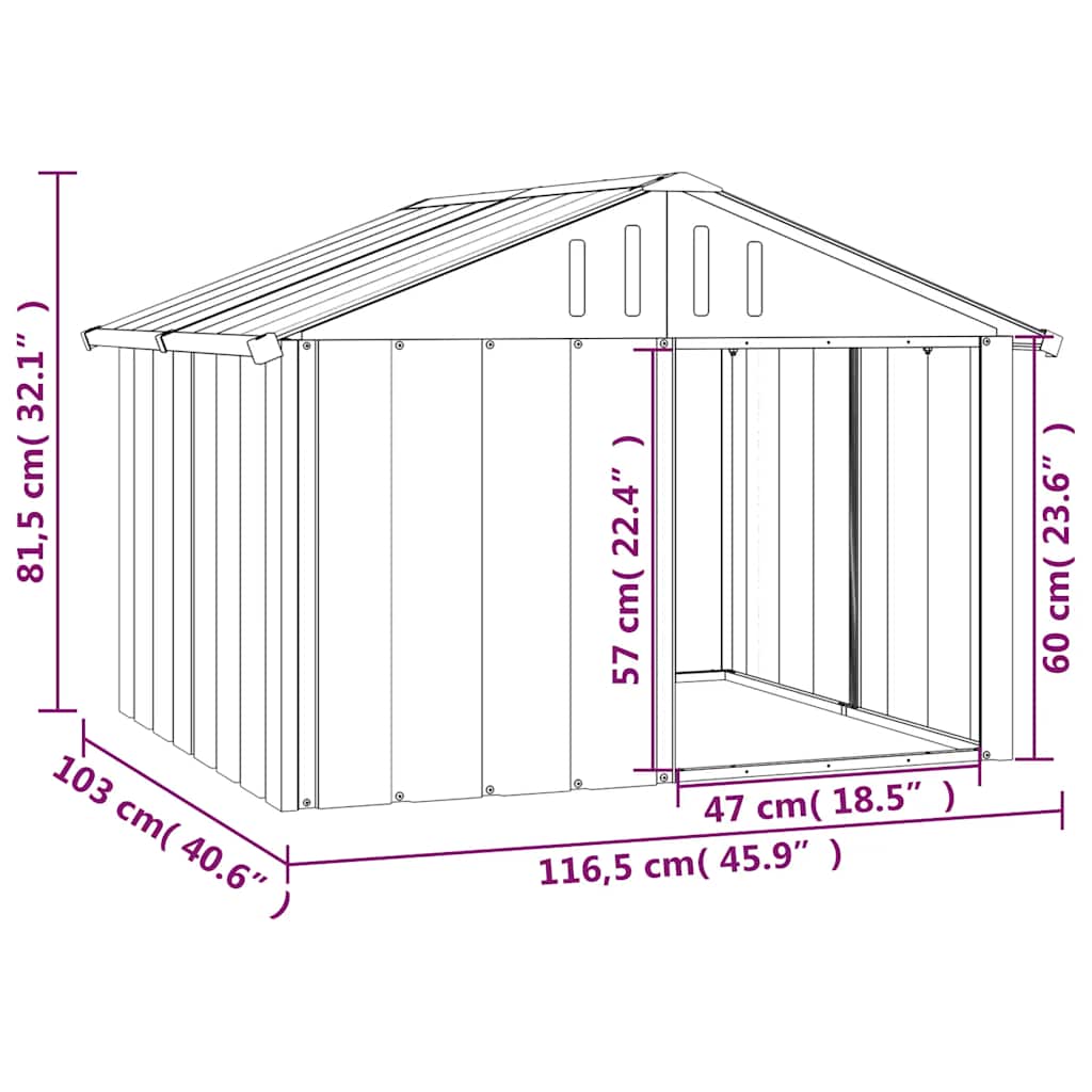 Hondenhok 116,5X103X81,5 Cm Gegalvaniseerd Staal