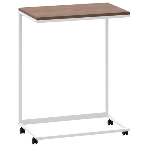 Bijzettafel Met Wieltjes Bewerkt Hout