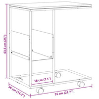 Bijzettafel Met Wieltjes 55X36X63,5 Cm Bewerkt Hout