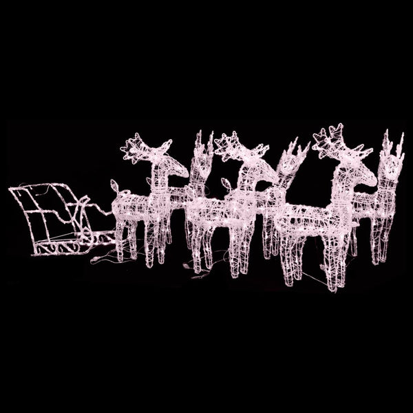 Kerstversiering Rendieren En Slee 160 Led's 130 Cm Acryl Warmwit