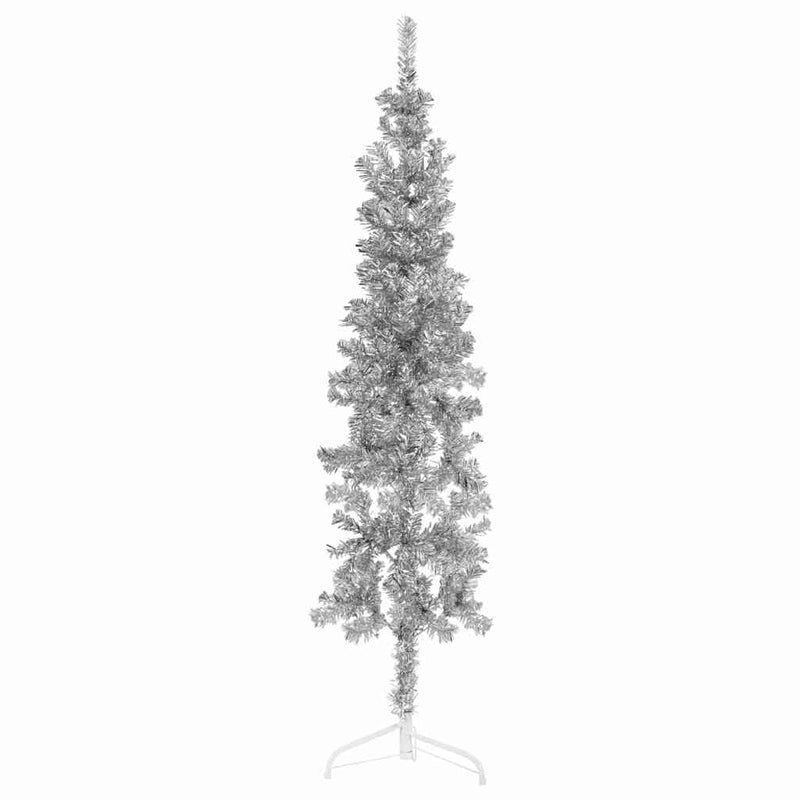 Kunstkerstboom Half Met Standaard Smal Kleurig Zilver
