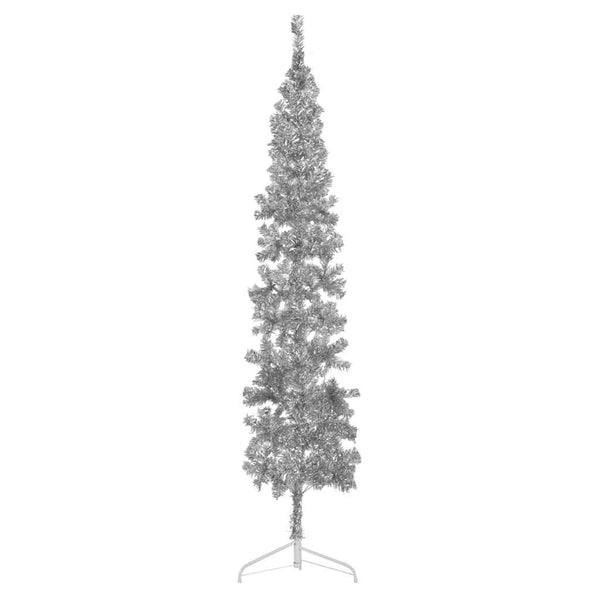 Kunstkerstboom Half Met Standaard Smal Kleurig Zilver