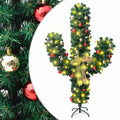 Kerstcactus Met Standaard En Led's Pvc Groen Wit