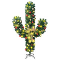 Kerstcactus Met Standaard En Led's Pvc Groen Wit