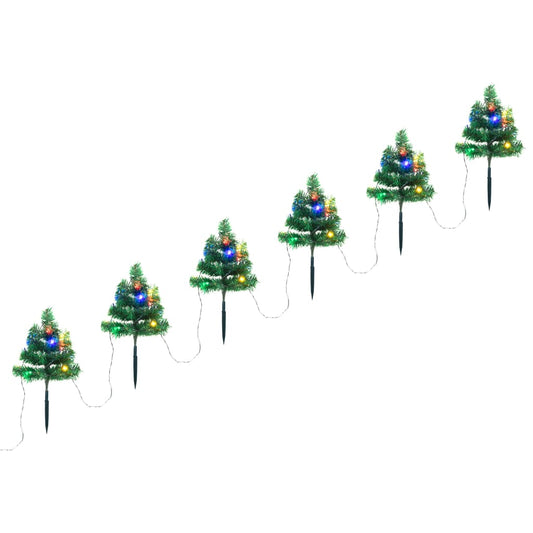 Tuinpadkerstbomen 6 St Met Meerkleurige Led's 45 Cm Pvc Multikleur