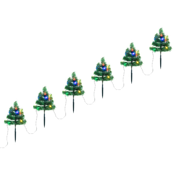 Tuinpadkerstbomen 6 St Met Meerkleurige Led's 45 Cm Pvc Multikleur