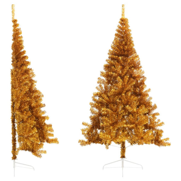 Kunstkerstboom Half Met Standaard 120 Cm Pet Kleurig Goud