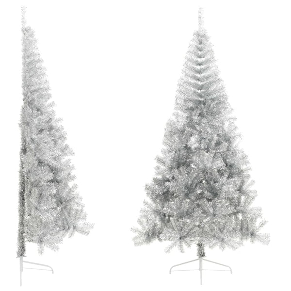 Kunstkerstboom Half Met Standaard 180 Cm Pet Kleurig Zilver