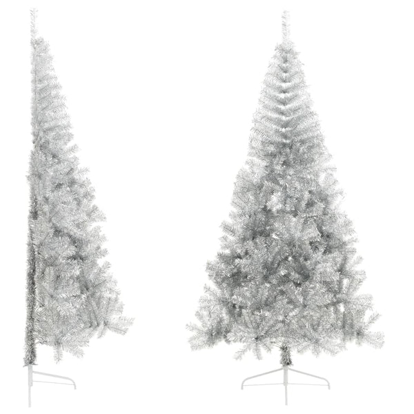 Kunstkerstboom Half Met Standaard 180 Cm Pet Kleurig Zilver