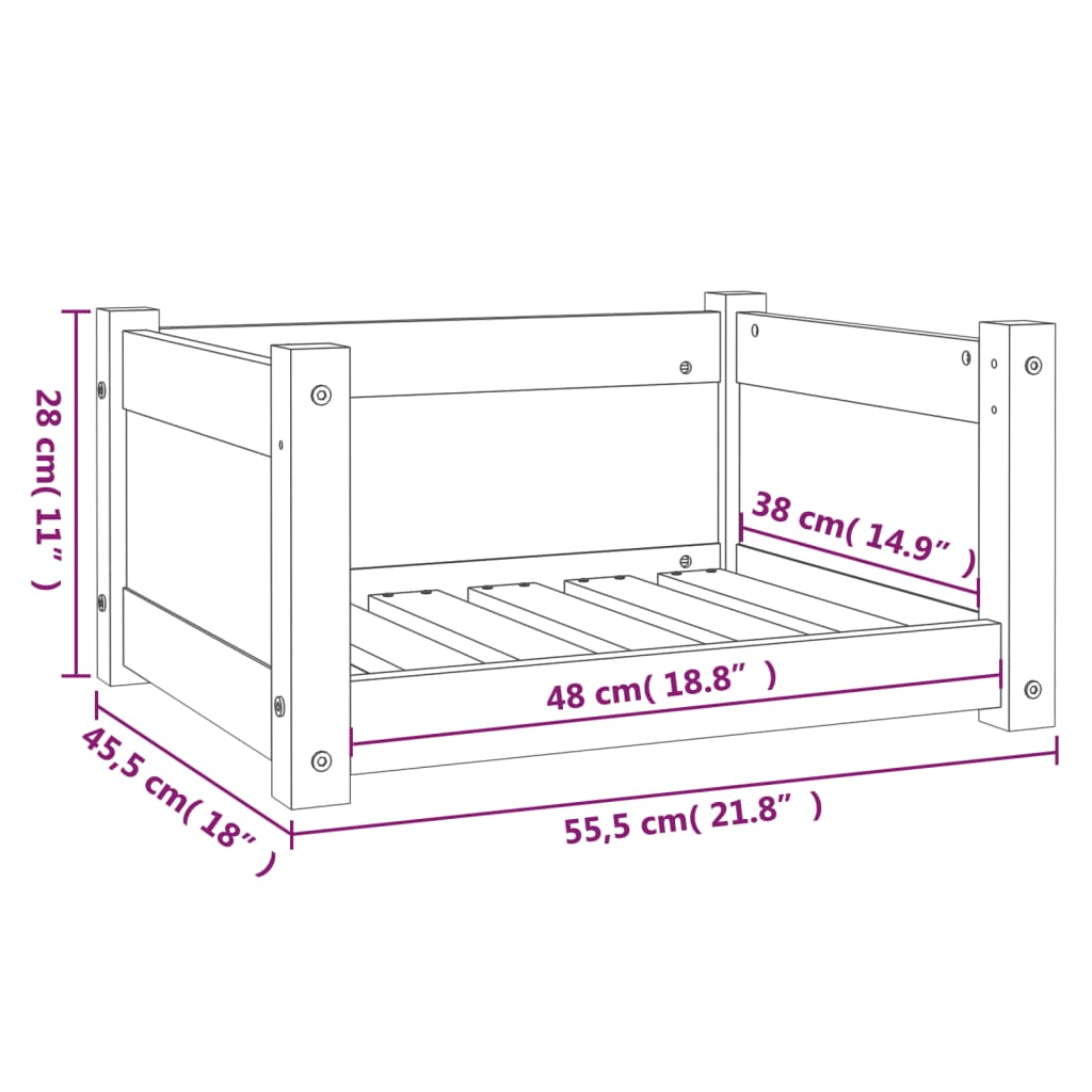 Hondenbed 55,5X45,5X28 Cm Massief Grenenhout