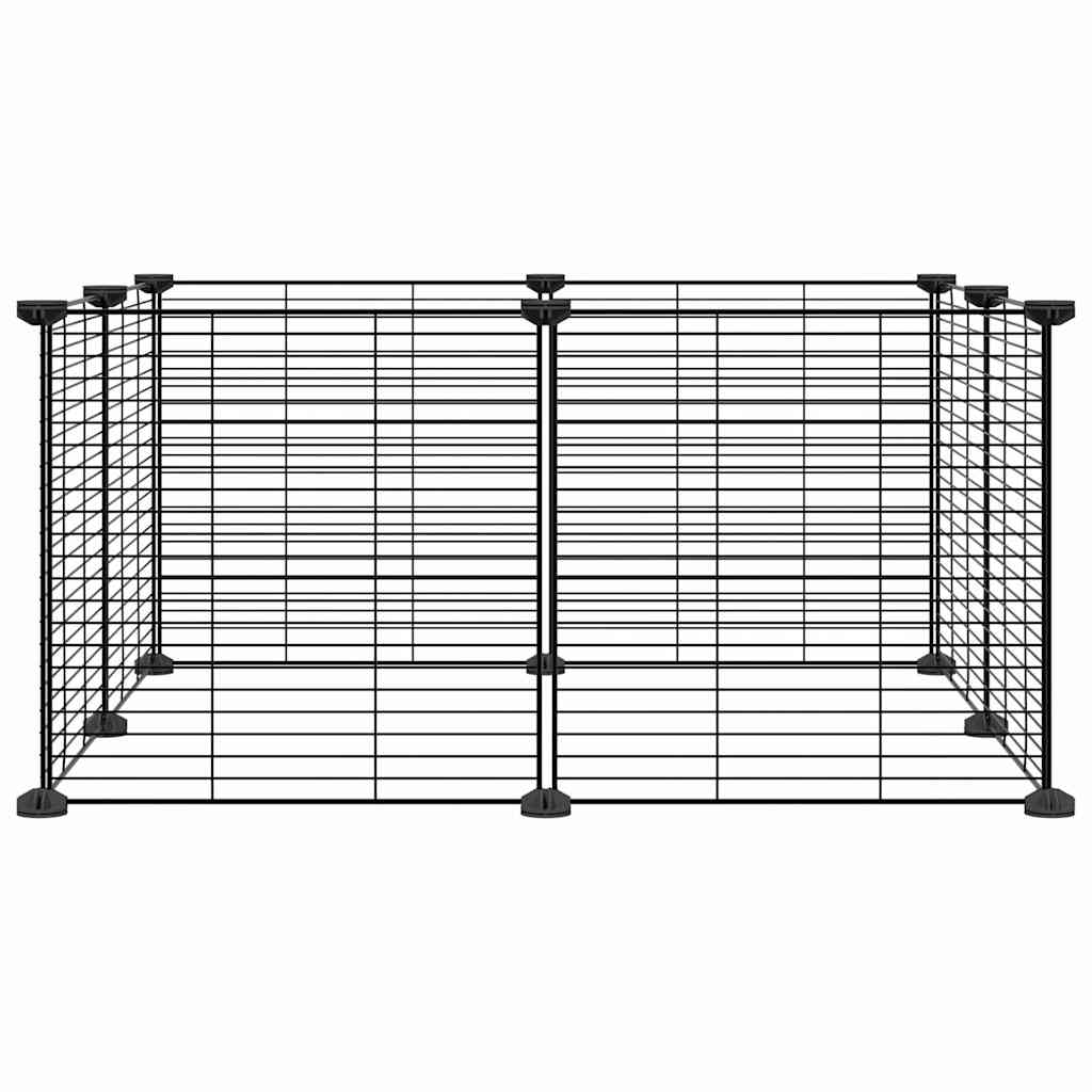 Huisdierkooi Met 8 Panelen, Zwart, 70X70X35 Cm, Staal
