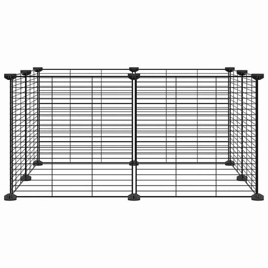 Huisdierkooi Met 8 Panelen, Zwart, 70X70X35 Cm, Staal