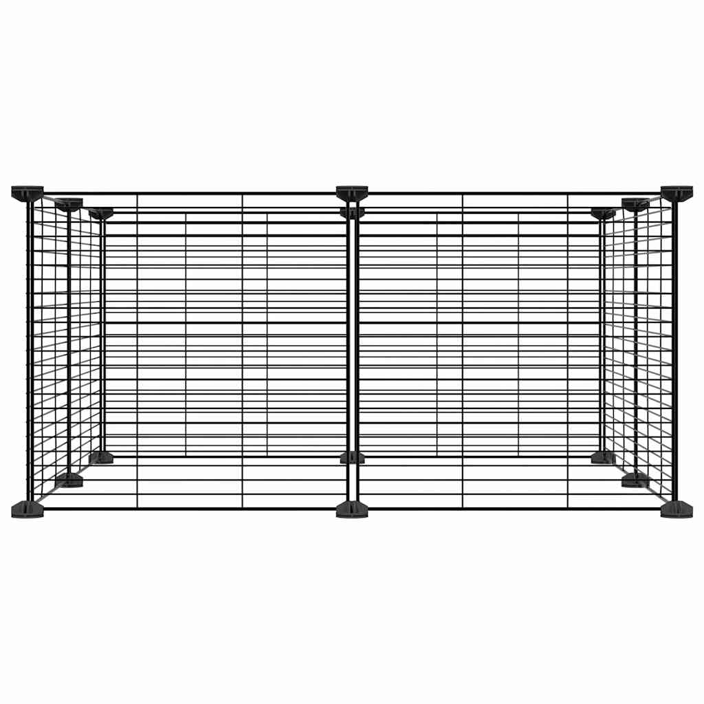 Huisdierkooi Met 8 Panelen, Zwart, 70X70X35 Cm, Staal