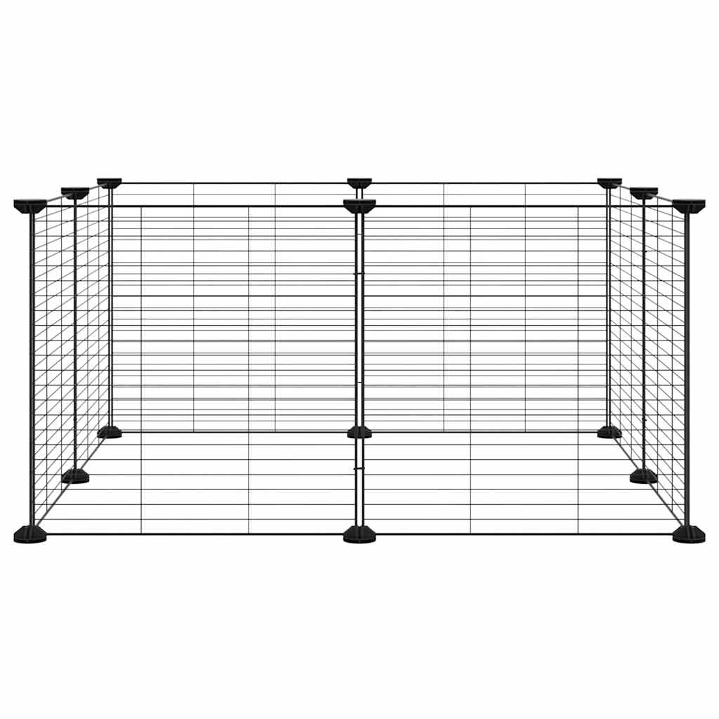 Huisdierkooi Met 8 Panelen, Zwart, 70X70X35 Cm, Staal
