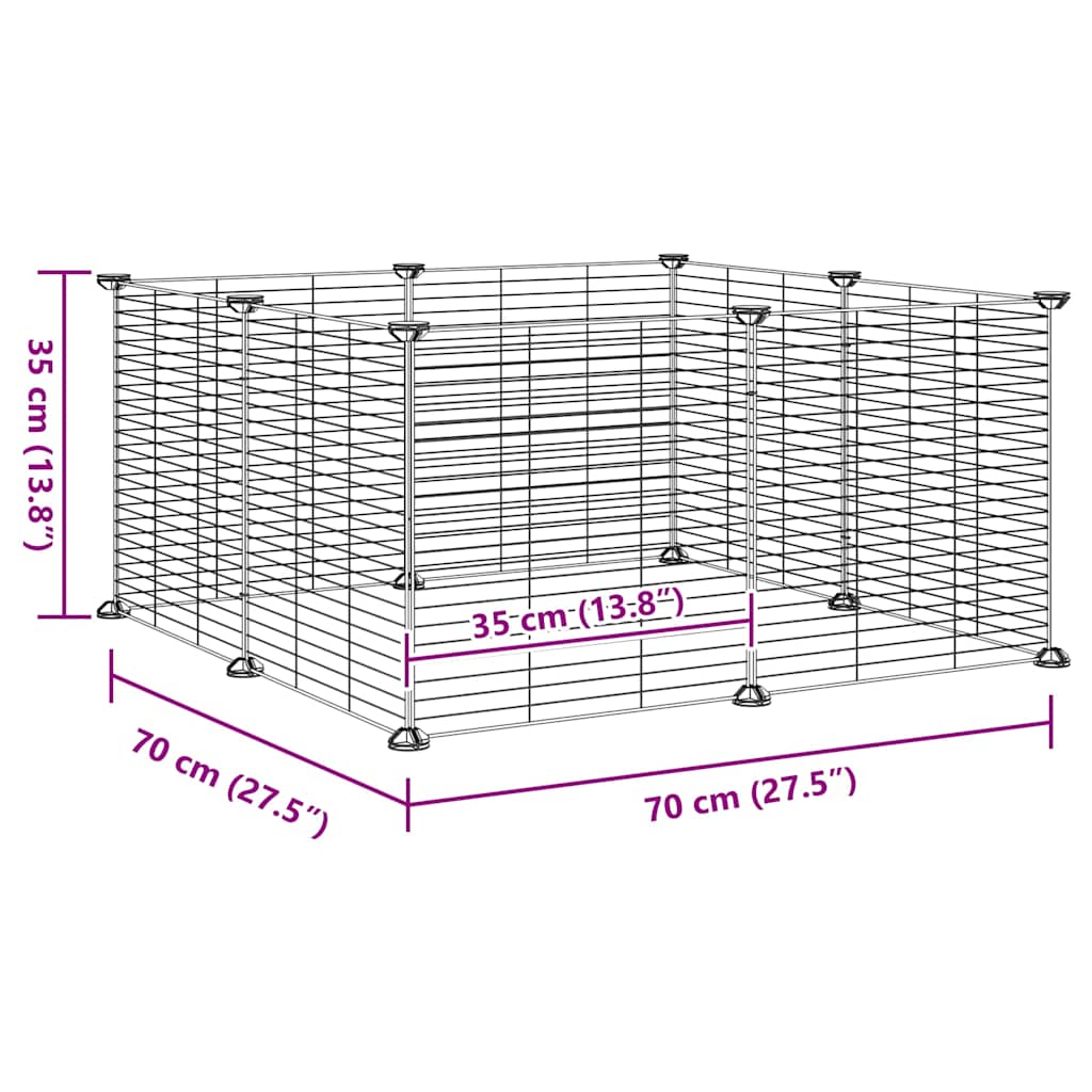 Huisdierkooi Met 8 Panelen, Zwart, 70X70X35 Cm, Staal