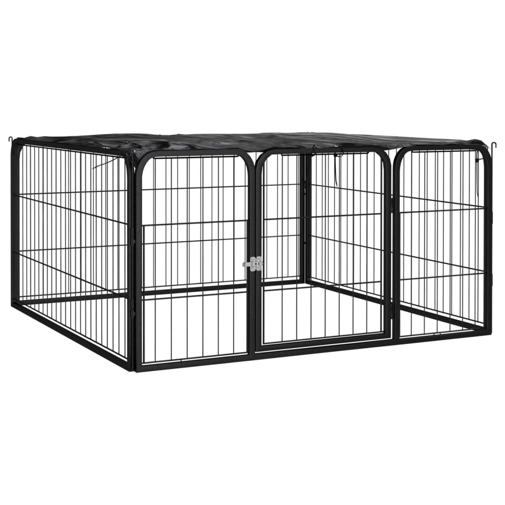 Hondenkennel 12 Panelen 100X50 Cm Gepoedercoat Staal Zwart