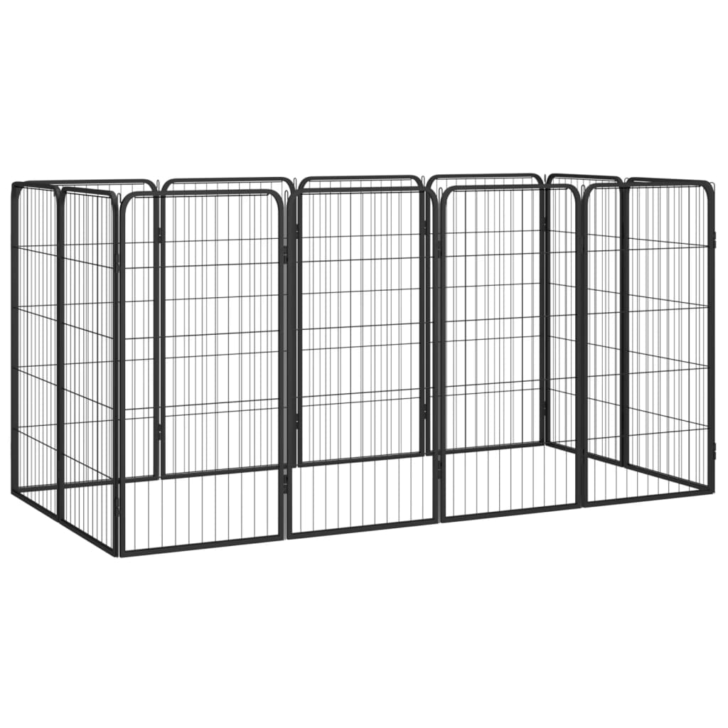 Hondenkennel 4 Panelen 50 X 100 Cm Gepoedercoat Staal Zwart
