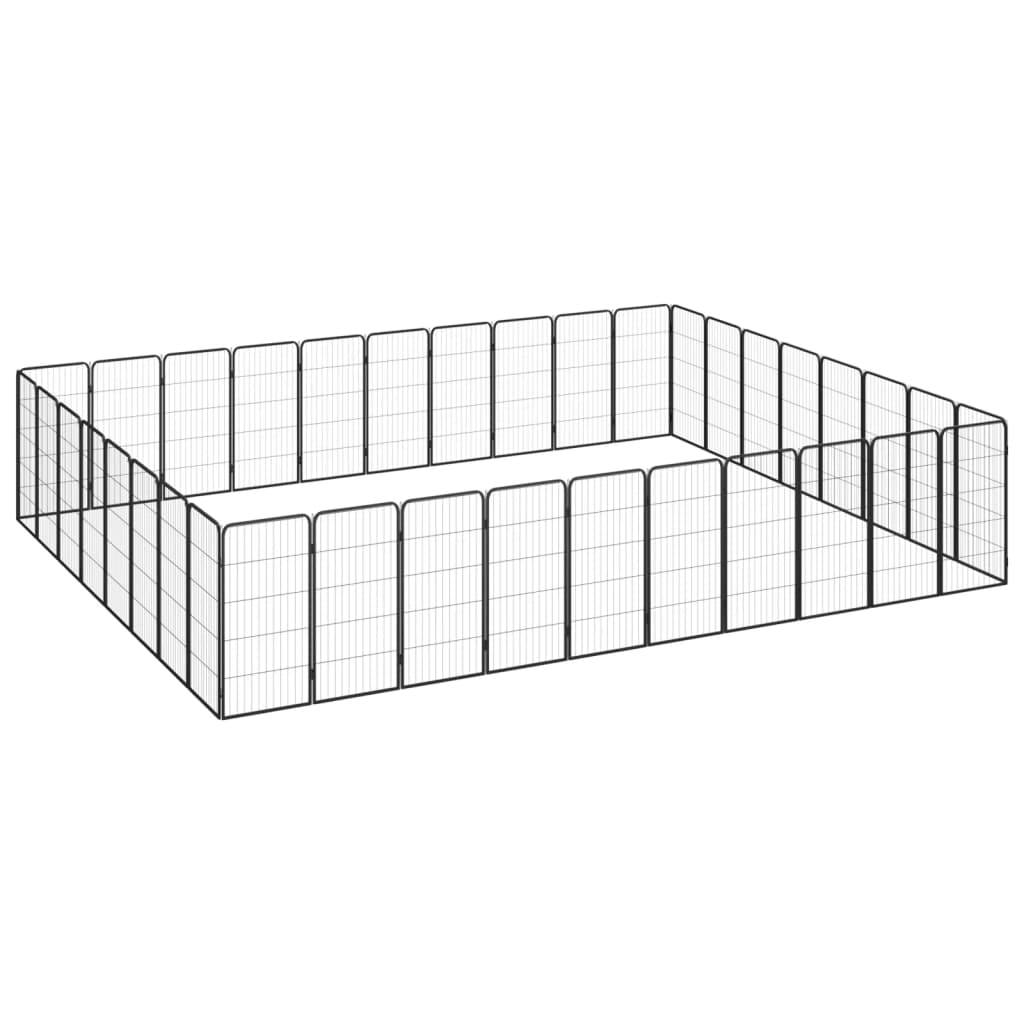 Hondenkennel 4 Panelen 50 X 100 Cm Gepoedercoat Staal Zwart