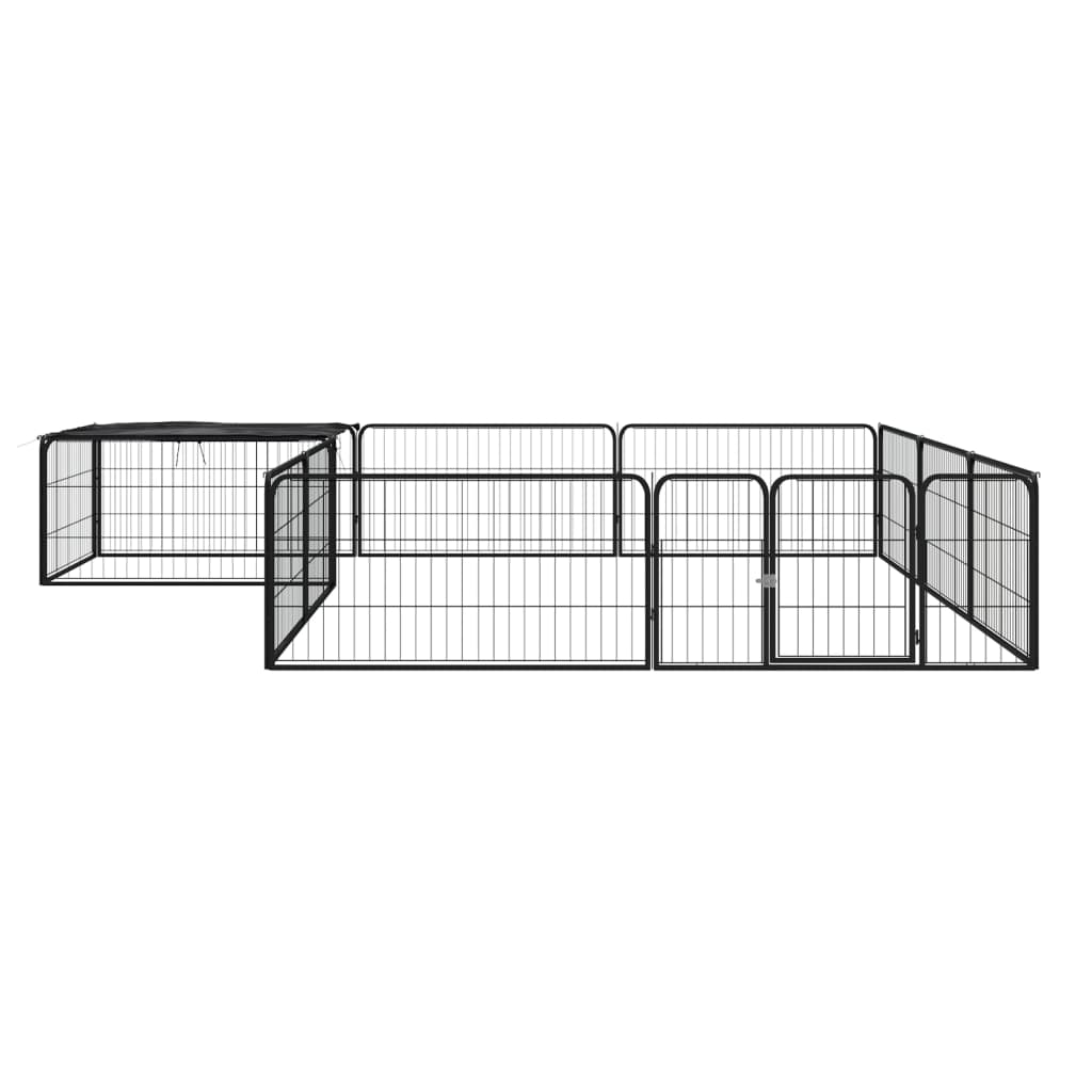 Hondenkennel 12 Panelen 100X50 Cm Gepoedercoat Staal Zwart