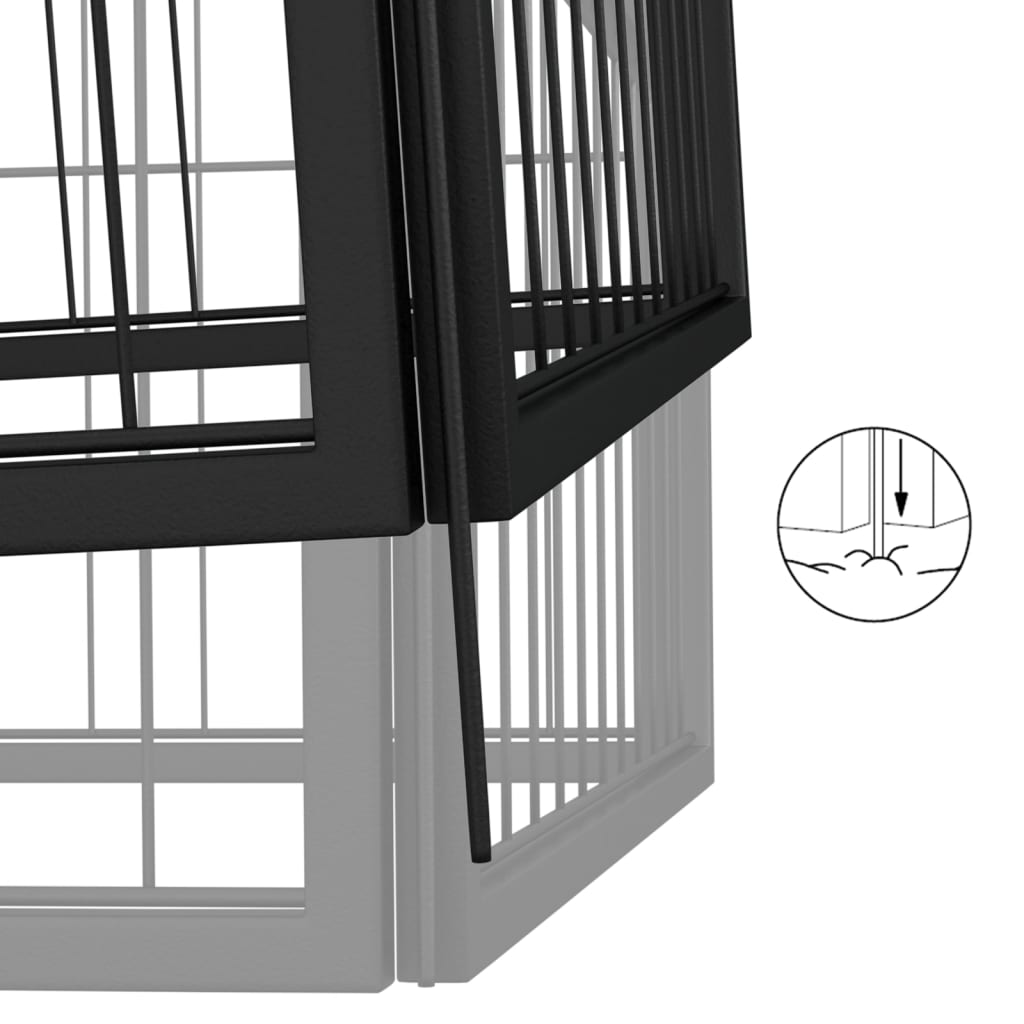 Hondenkennel 12 Panelen 100X50 Cm Gepoedercoat Staal Zwart
