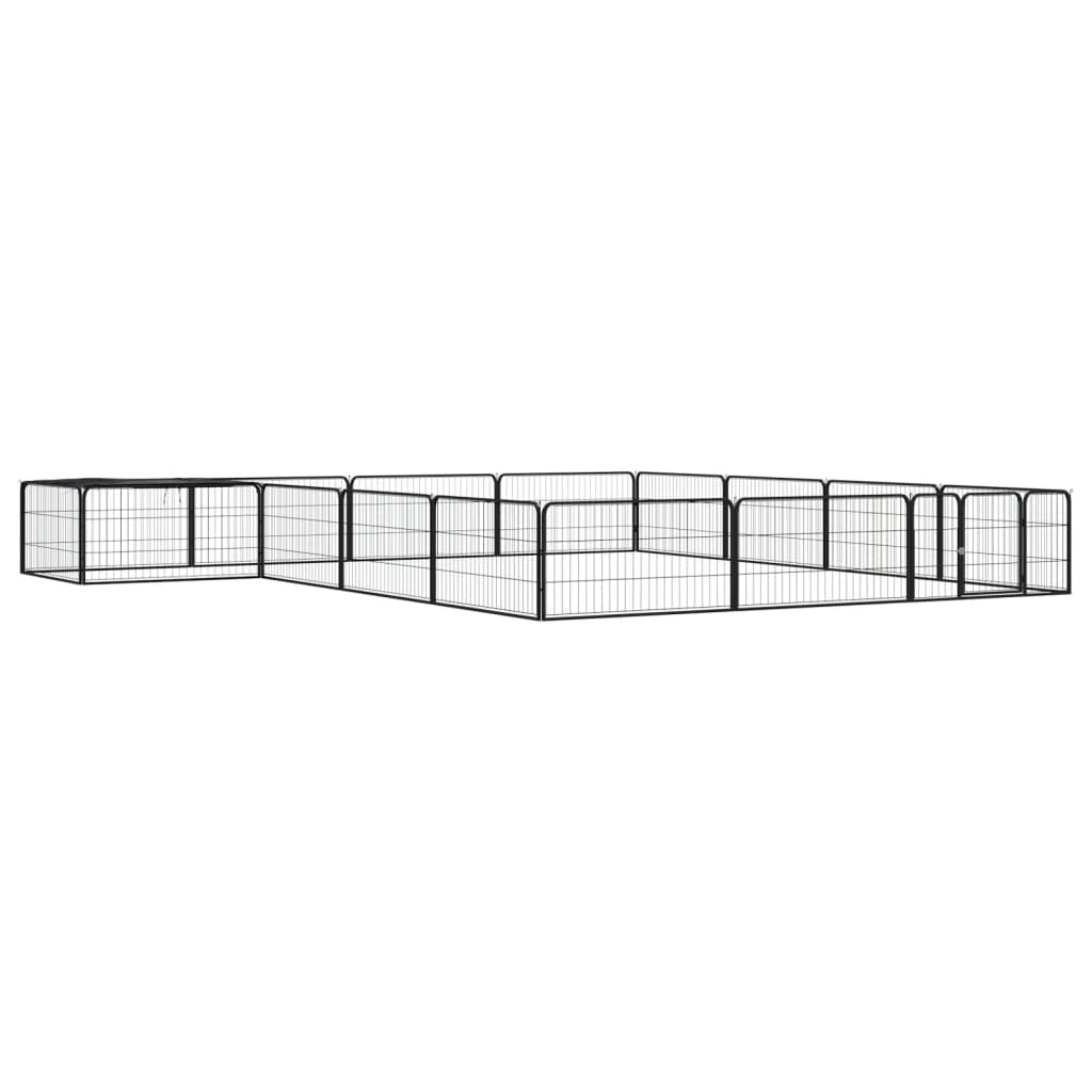 Hondenkennel 12 Panelen 100X50 Cm Gepoedercoat Staal Zwart
