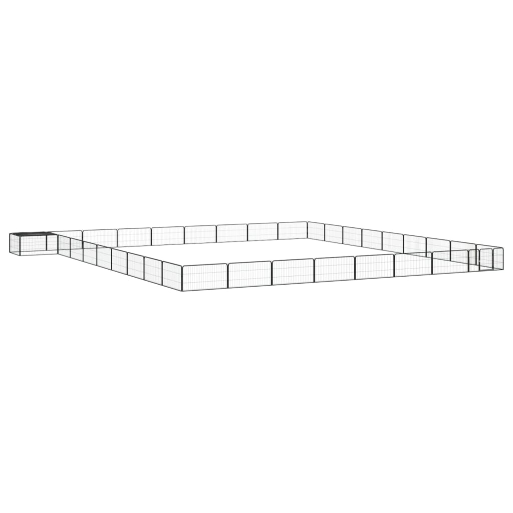 Hondenkennel 12 Panelen 100X50 Cm Gepoedercoat Staal Zwart