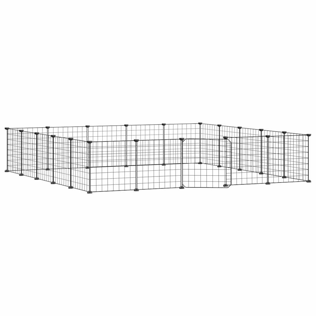 Huisdierenkooi Met Deur 20 Panelen 175X175X35 Cm Staal Zwart