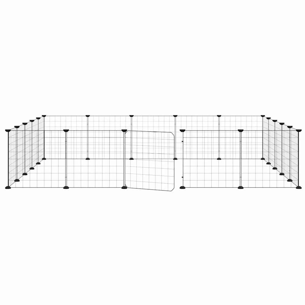 Huisdierenkooi Met Deur 20 Panelen 175X175X35 Cm Staal Zwart