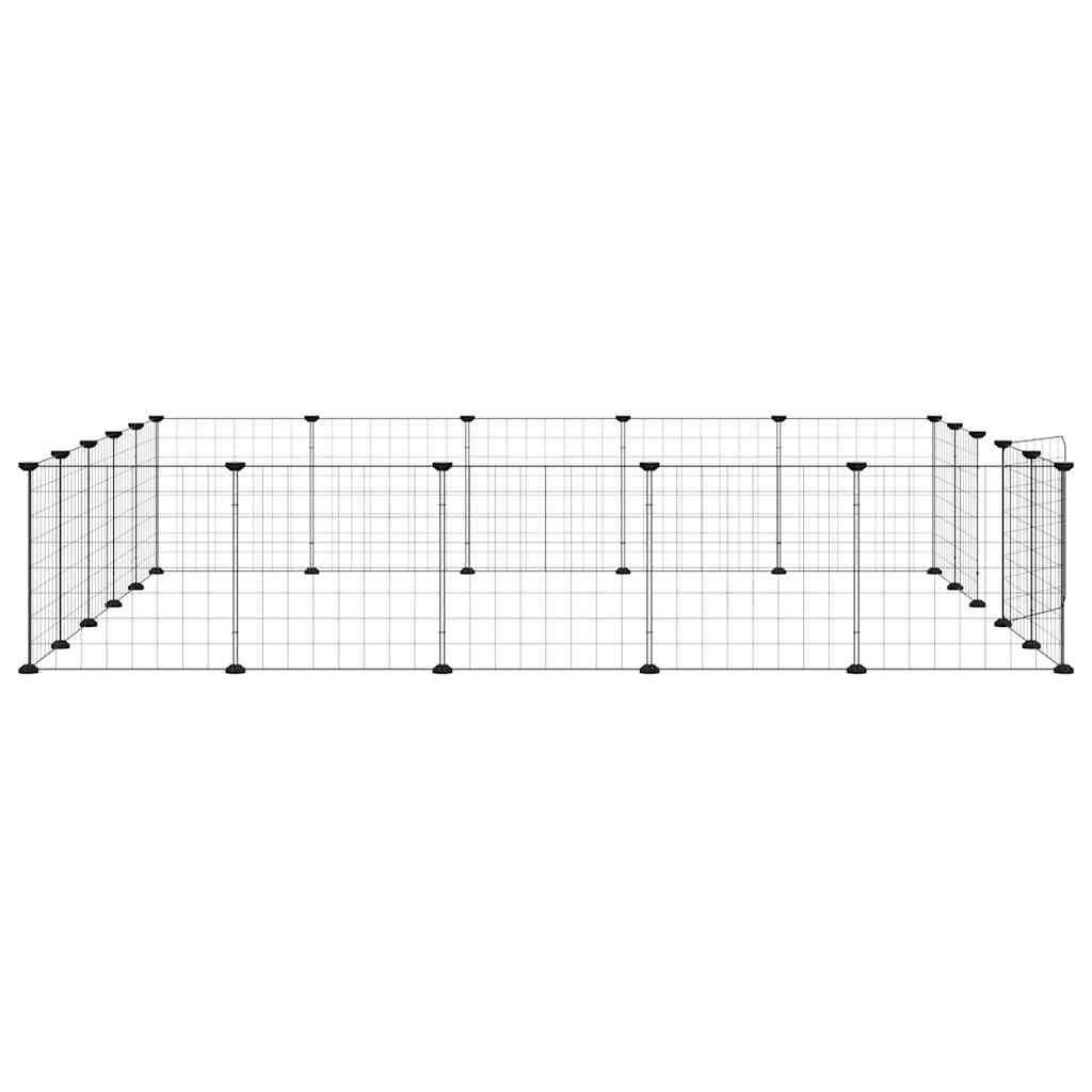 Huisdierenkooi Met Deur 20 Panelen 175X175X35 Cm Staal Zwart