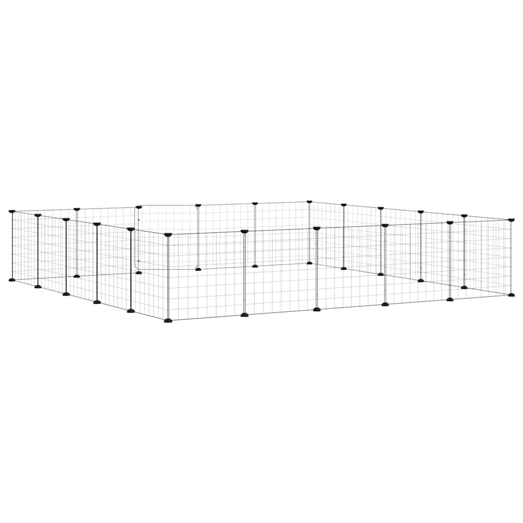 Huisdierenkooi Met Deur 20 Panelen 175X175X35 Cm Staal Zwart