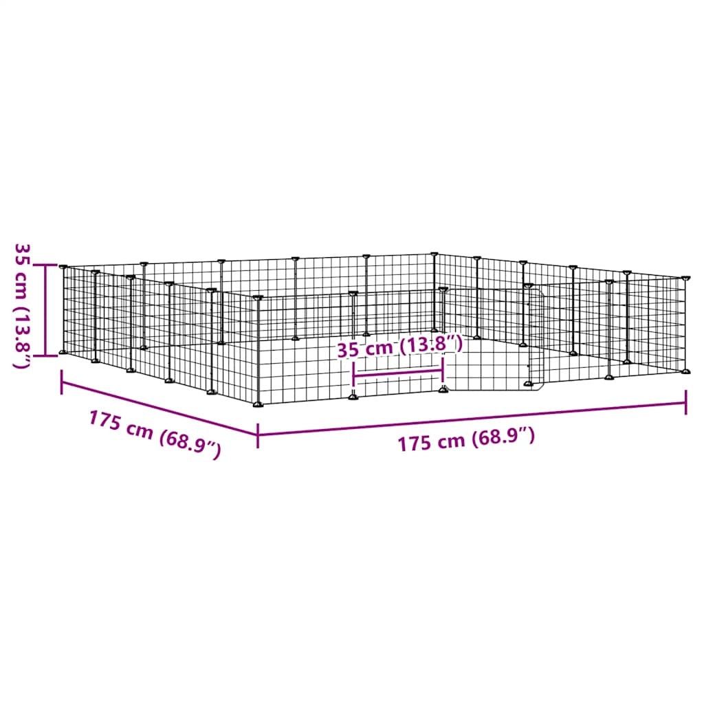 Huisdierenkooi Met Deur 20 Panelen 175X175X35 Cm Staal Zwart