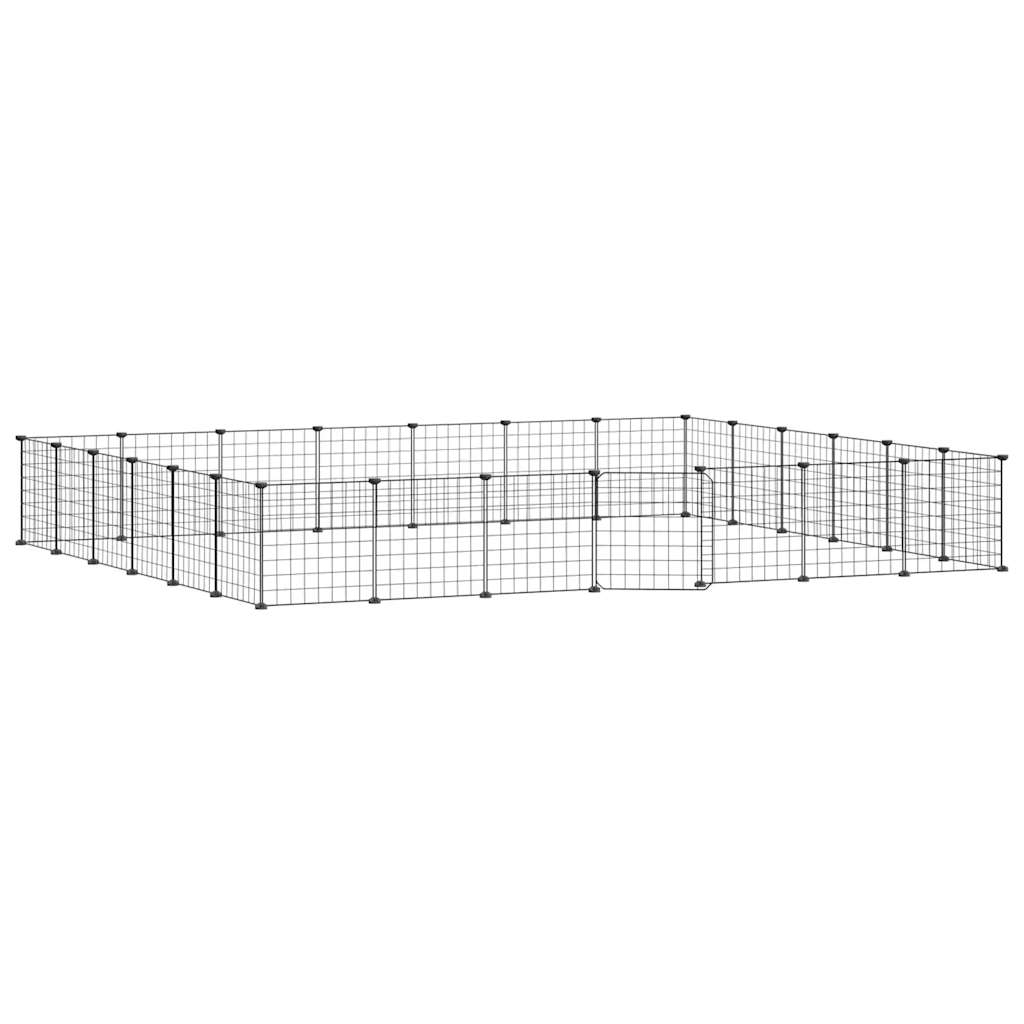 Huisdierenkooi Met Deur 28 Panelen 245X245X35 Cm Staal Zwart
