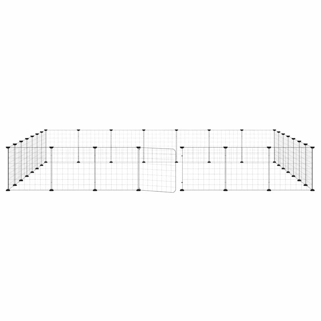 Huisdierenkooi Met Deur 28 Panelen 245X245X35 Cm Staal Zwart