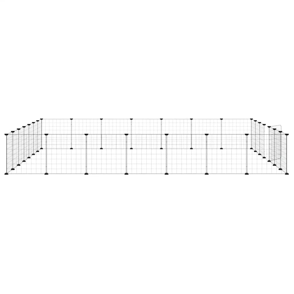 Huisdierenkooi Met Deur 28 Panelen 245X245X35 Cm Staal Zwart