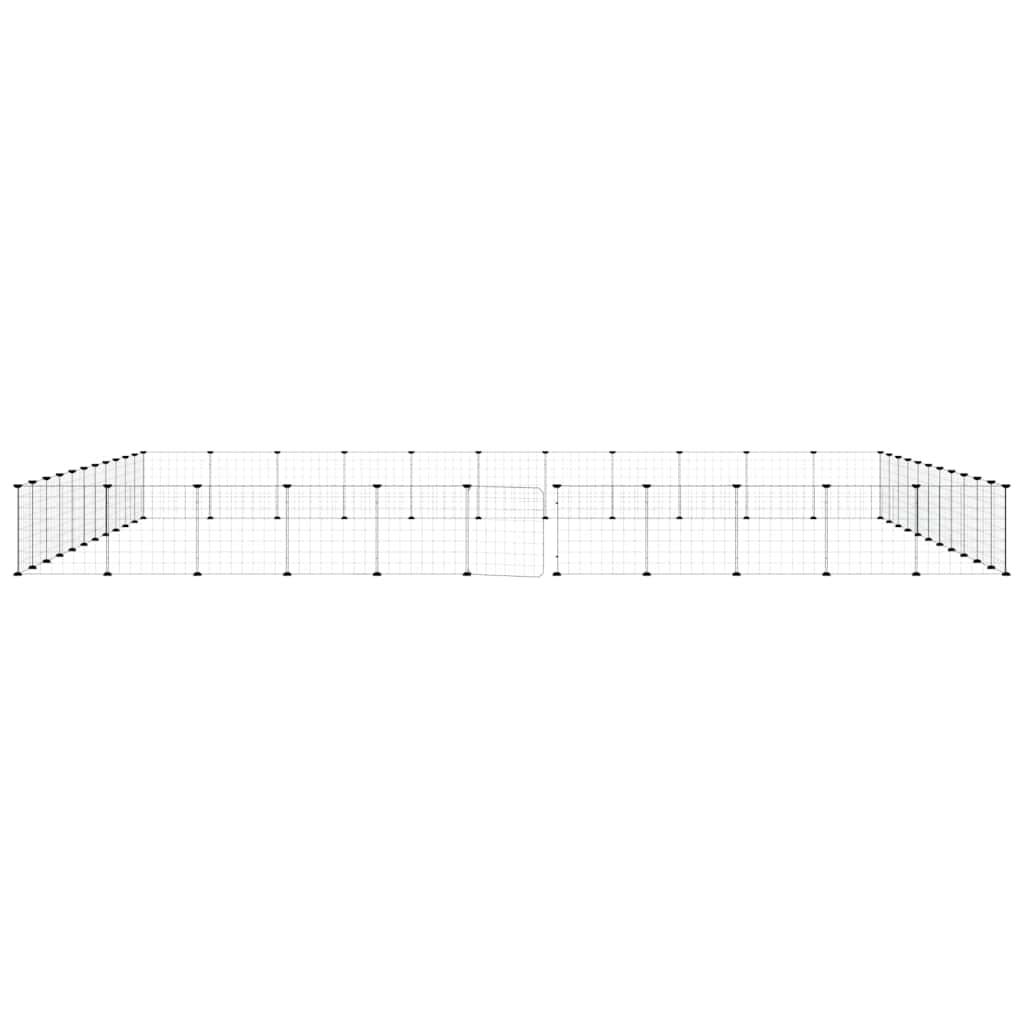 Huisdierenkooi Met Deur 44 Panelen 385X385X35 Cm Staal Zwart