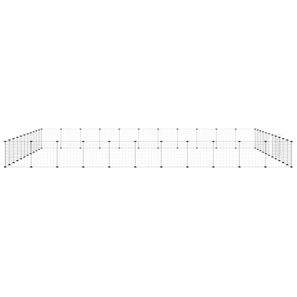 Huisdierenkooi Met Deur 44 Panelen 385X385X35 Cm Staal Zwart