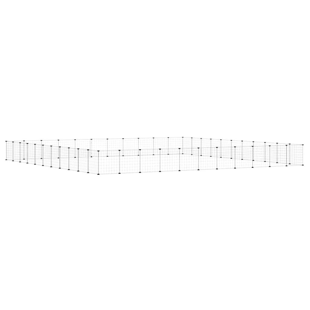 Huisdierenkooi Met Deur 44 Panelen 385X385X35 Cm Staal Zwart